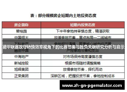 德甲联赛攻守转换效率视角下的比赛节奏与胜负关联研究分析与启示